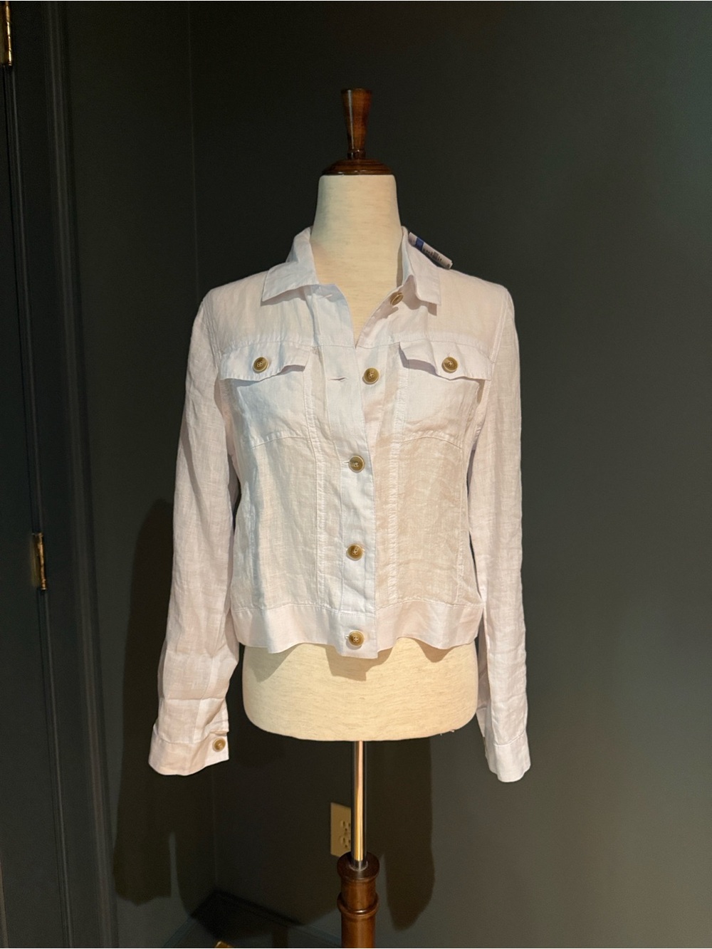 J. McLaughlin White Women's Linen Button-Front Jacket